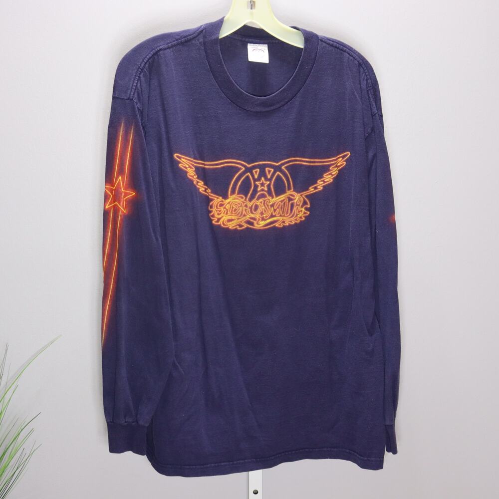 Vintage Aerosmith Long Sleeve Shirt Size L Delta Pro‎ Weight USA Made